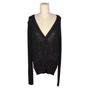 Ann Taylor Loft Black Button-Up Cardigan